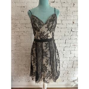 ABS BY ALLEN SCHWARTZ Black Lace Tulle Coquette Whimsigoth Illusion Dress 6 y2k